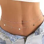 Sethain Boho Quaste Hüftkette Silber Türkis Bauchketten Geschichtet Korn Hüftkette Bikini-Kette Körperschmuck für Frauen und Mädchen