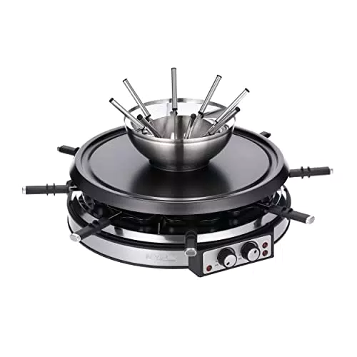 SEVERIN Raclette-Fondue-Kombination, 1900 W, Raclette für 8 Personen mit Grillstein