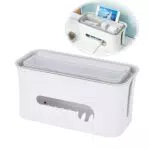 SHARKLAND Kabelbox weiß |Kabelmanagement Organizer Box mit Fach im Deckel