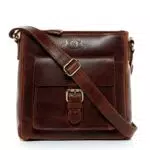 SID & VAIN Schultertasche YALE aus Premium Leder I Handtasche Schultergurt klein für Damen I Umhängetasche braun handgefertigt