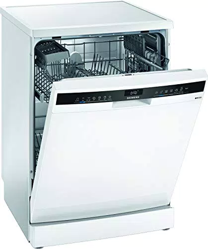 Siemens SN23HW36TE iQ300 Freihstehender Geschirrspüler / E / 92 kWh / 12 MGD / Smart Home kompatibel via Home Connect / varioSpeed Plus / Oberkorb mit rackMatic