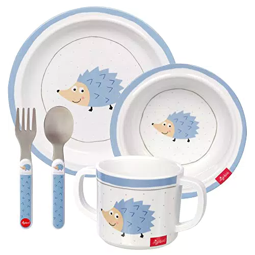 sigikid 24981 Melamin Set, Igel Mädchen und Jungen empfohlen ab 36 Monate blau