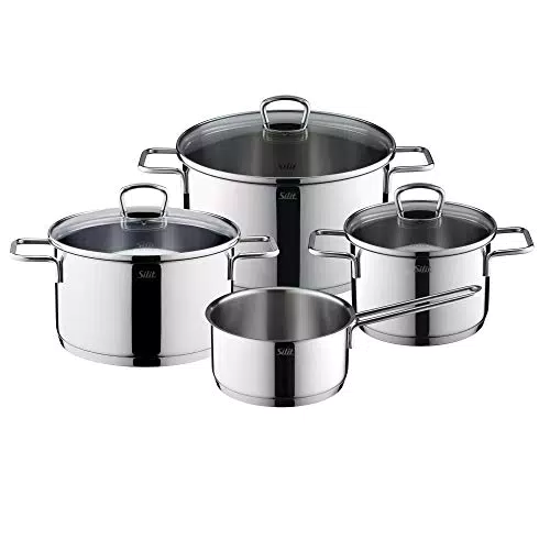Silit Alicante Topfset Induktion 4-teilig, Kochtopf Set mit Glasdeckel