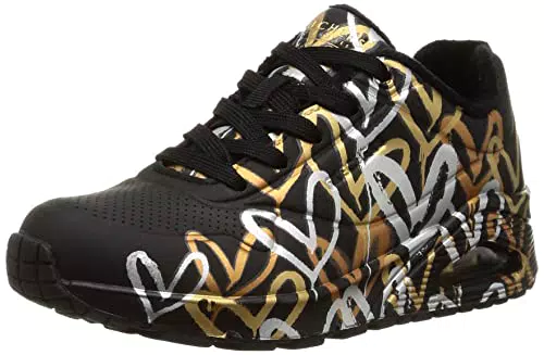 Skechers Damen UNO-metallische Liebe Sneaker, Schwarz