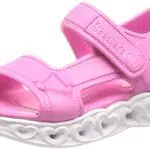 Skechers Heart Lights Always Flashy Sandals, Pink Upper W/White Outsole