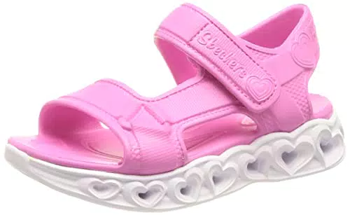 Skechers Heart Lights Always Flashy Sandals, Pink Upper W/White Outsole