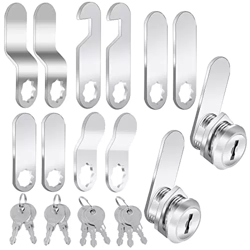 Sliverdew 16mm Briefkastenschloss mit 10 Schlüssel Spindschloss Möbelschloss mit 10 Schlossplatten Drawer Lock Silber Schrankschloss Hebelschloss für Schranktüren Briefkästen
