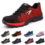 snugnap Sicherheitsschuhe Herren Damen Leichte Arbeitsschuhe Sportliche Atmungsaktive Stahlkappenschuhe rutschfeste Arbeitsturnschuhe Schwarz Blau 536 Rot red