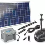 Solar Teichpumpenset Roma LED 35W Solarmodul mit Akku Solarpumpe Gartenteichpumpe Teich 101726