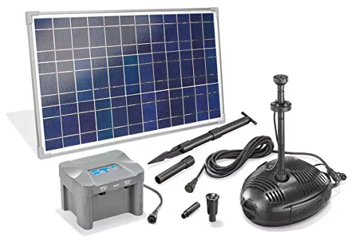 Solar Teichpumpenset Roma LED 35W Solarmodul mit Akku Solarpumpe Gartenteichpumpe Teich 101726