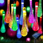 Solar Wassertropfen Lichterkette, 50 LED 9.5M Bunt Solar Lichterkette Außen