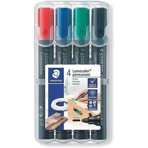 STAEDTLER 352 WP4 Lumocolor permanent marker 4 Stück in aufstellbarer STAEDTLER-Box