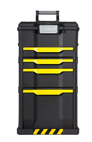Stanley Rollende Werkstatt aus Metall-Kunststoff 1-79-206 Werkzeugwagen leer mit 3 modularen Einheiten Vielseitige Werkzeugbox für Kleinteile und große Werkzeuge