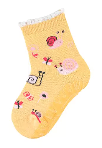 Sterntaler Baby Mädchen Fliesen Socken Baby Fli Fli AIR Schnecke - Fliesen Rutsch Socken Baby - aus Baumwolle mit Vollplüsch - gelb
