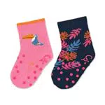 Sterntaler Baby Mädchen Krabbelsocken ABS-Krabbelsöckchen Doppelpack Kakadu - Krabbelsocken - mit Anti-Rutsch Sohle - brombeer
