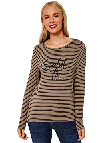 STREET ONE Damen A318668 Langarmshirt, Nougat Sand, 40