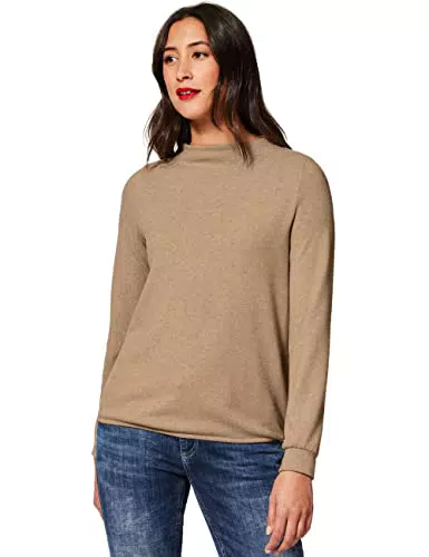 STREET ONE Damen A318901 Langarmshirt, Buff Sand Melange