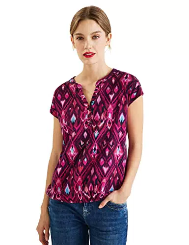 STREET ONE Damen A319569 Jerseyshirt, Tamed Berry