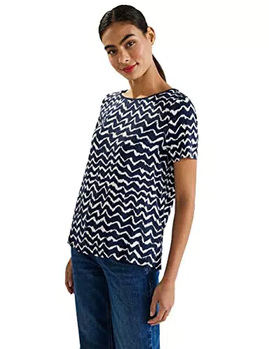 STREET ONE Damen A319590 Kurzarmshirt, Deep Blue