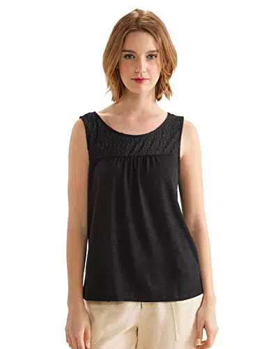 Street One Damen A320008 Spitzentop, Schwarz, 38
