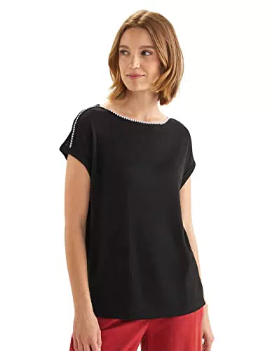 STREET ONE Damen A320019 Sommershirt, Schwarz