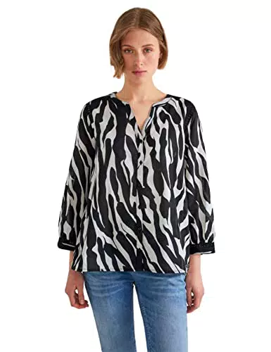Street One Damen A343968 Sommerbluse, Schwarz, 42