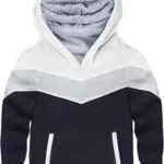 SwissWell Jungen Hooded Pullover Polar Fleece Winddichte Langarm Warme（Weiß Blau