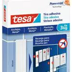 tesa Powerstrips Klebestreifen für Fliesen und Metall 3 kg - Doppelseitige Streifen für feste