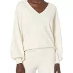 The Drop Damen Mia superweicher Pullover mit V-Ausschnitt und Glockenärmeln