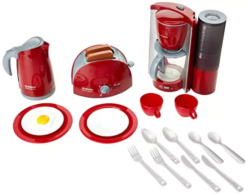 Theo Klein 9564 Bosch Frühstücksset, Küchen-Set bestehend aus Toaster