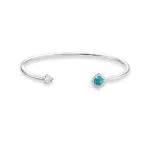 THOMAS SABO Sabo Damen Armreif Offen mit Türkisfarbenem Stein 925er Sterlingsilber mit Zirkonia