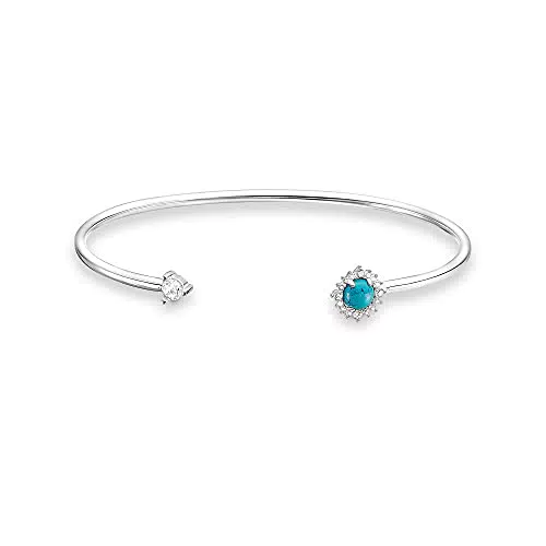 THOMAS SABO Sabo Damen Armreif Offen mit Türkisfarbenem Stein 925er Sterlingsilber mit Zirkonia