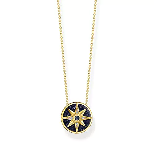 THOMAS SABO Sabo Kette Royalty Stern mit Steinen aus 925er Sterlingsilber 750er Gelbgold-Vergoldung