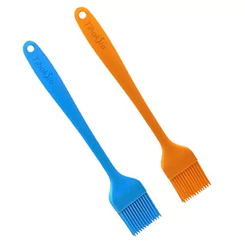 Tihokile Backpinsel Silikon 2 STK, Kochpinsel Silikon Pinsel für Bbacken Basting Gebäckbürste Backpinsel für den Haushalt Cremebürste Grillbürste