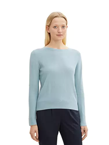 TOM TAILOR Damen 1034460 Basic Strickpullover aus Baumwolle