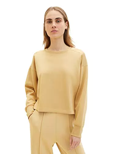 TOM TAILOR Denim Damen 1035348 Sweatshirt, 31041-Brown Rice