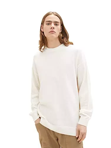 TOM TAILOR Denim Herren Pullover 1034929, 12906 - Wool White
