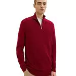 TOM TAILOR Herren 1034879 Troyer Strickpullover, 13052 - Ivy Red