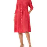 Tommy Hilfiger Damen Kleid Cupro Rope Sommerkleid, Rot