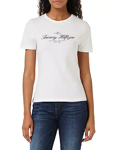 Tommy Hilfiger Damen Slim Signature C NK 1/2 SLV S/S Strickoberteile