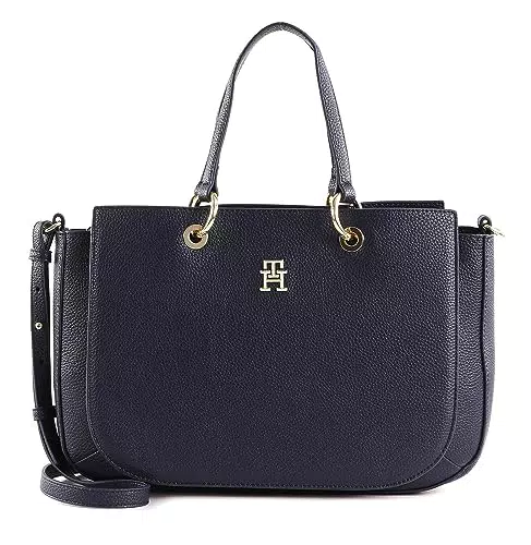 Tommy Hilfiger Damen Tasche TH Emblem Satchel mit Reißverschluss