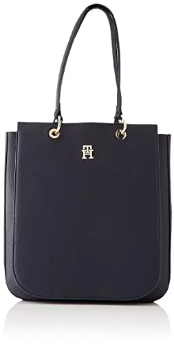 Tommy Hilfiger Damen Tote Bag Tasche TH Emblem Work Tote mit Reißverschluss