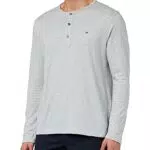 Tommy Hilfiger Herren Slub Henley Ls L/S T-Shirts, Light Grey Heather