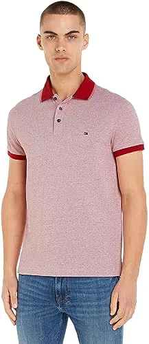 Tommy Hilfiger Herren Tipped Slim Polo S/S Polos, White/Arizona Red Mouline