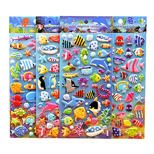 TOYANDONA 3D Puffy Stickers Craft Aufkleber für Kinder Kleinkinder Craft Scrapbooking Geschenk Dekoration 4 Blatt