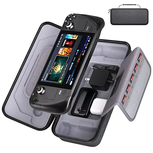 Tragbar Case für Steam Deck, Steam Deck hülle mit weicher Auskleidung für SD-Karte AC-Adapter Ladegerät Aufbewahrungs taschen