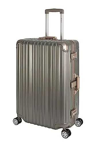 Travelhouse London Koffer Gold/Champagner L-75cm · Alu-Rahmen · Polykarbonat Hartschale · Trolley Reisekoffer Reisegepäck · 2X TSA Zahlenschloss · 4X Doppelräder · 360° Rollen · Vol. 108L