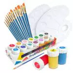 Tritart Acrylfarben Set für Kinder und Erwachsene mit 12 Pinsel und 2 Mischpaletten