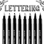 Tritart Kalligraphie Stifte Set 8 Pinselstifte, Brush Pens mit verschiedenen Stiftspitzen schwarze Filzstifte mit feinster Japan -Tusche Handlettering Fineliner und Malstifte