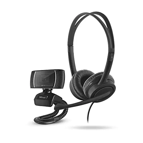 Trust Doba 2-in-1 Home Office Set, On-Ear USB Headset mit Mikrofon und HD Webcam